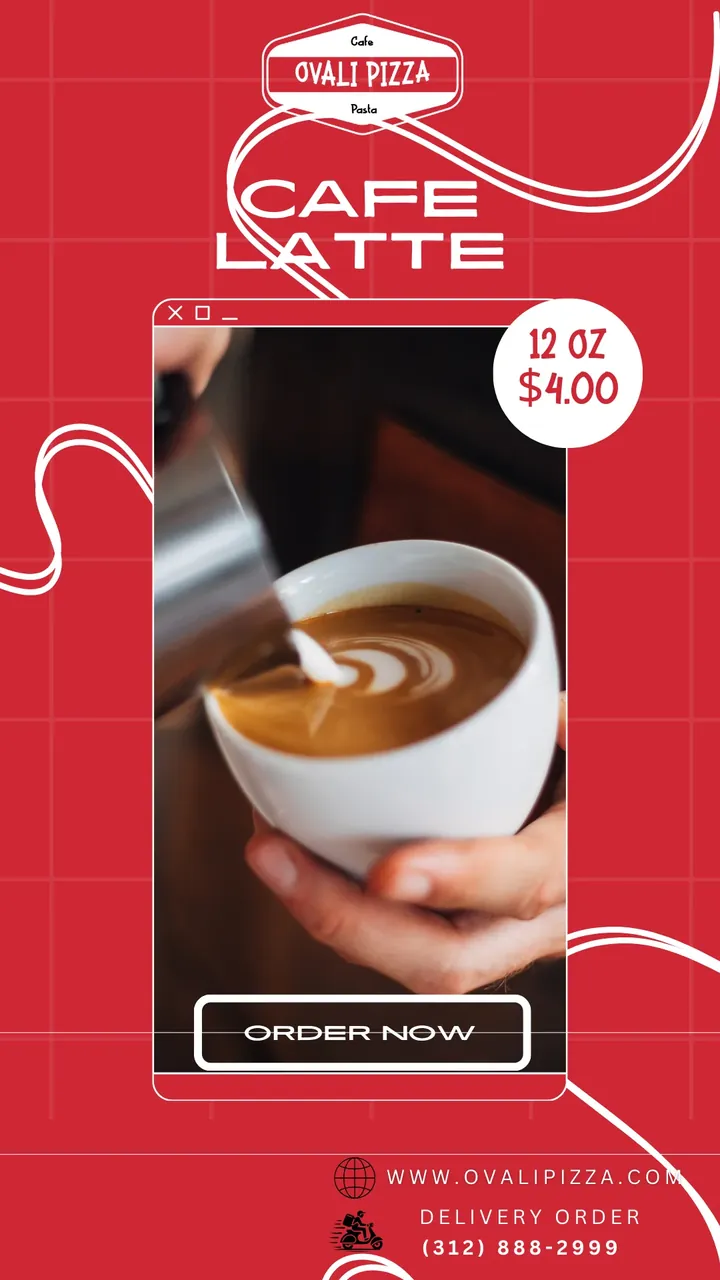 Cafe latte vertical promotional design