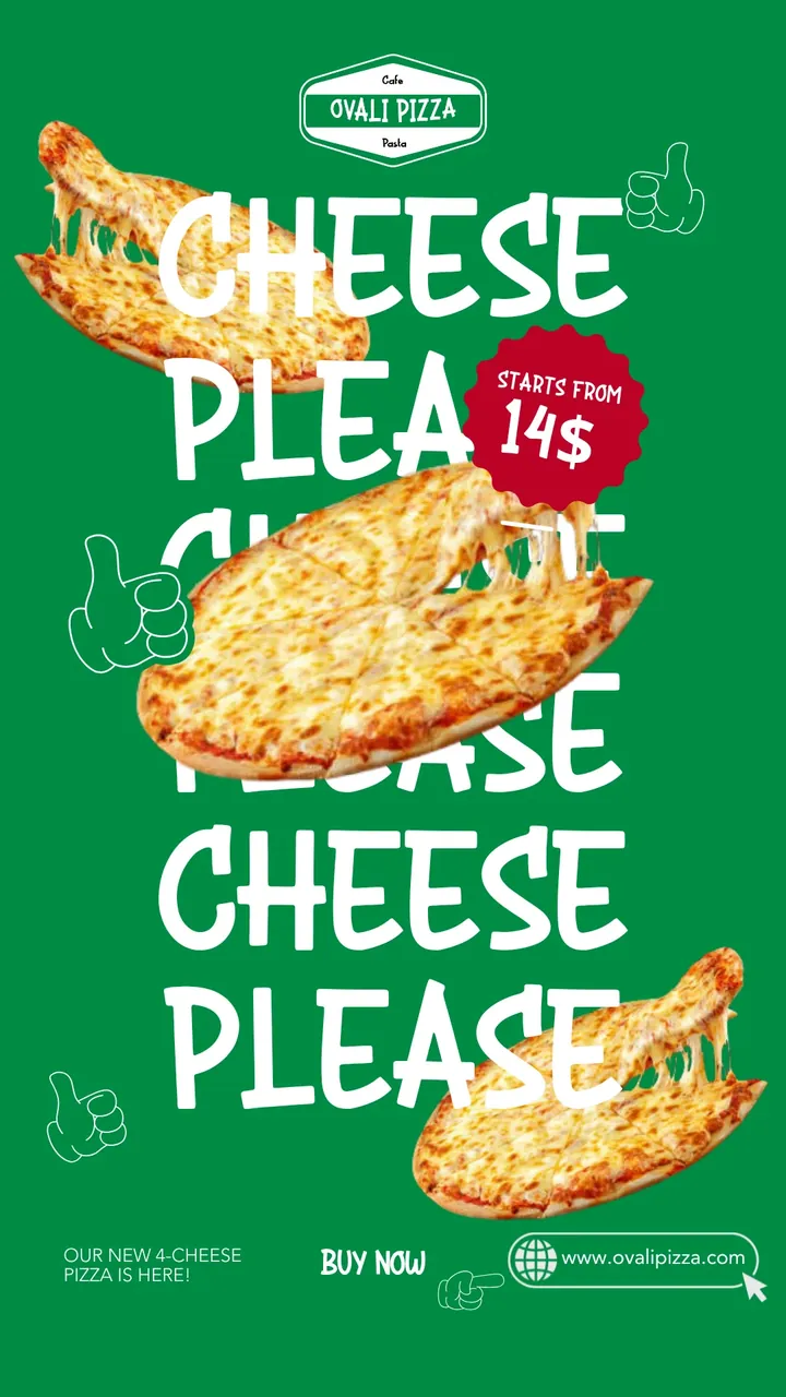 Four-cheese pizza vertical promotional design