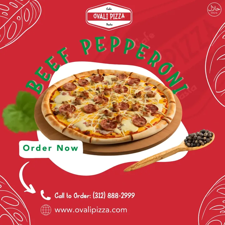 Hot and spicy pizza promotional graphic