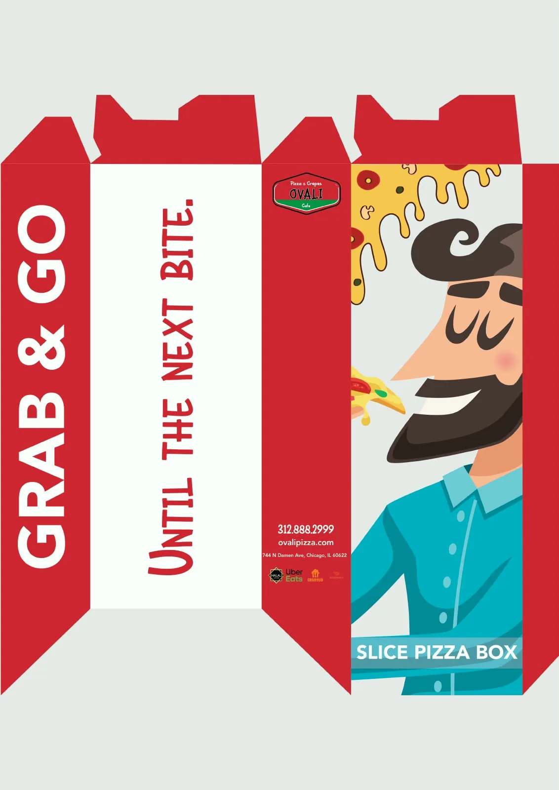 Second Ovali Pizza Grab and Go package artwork with an illustrated character