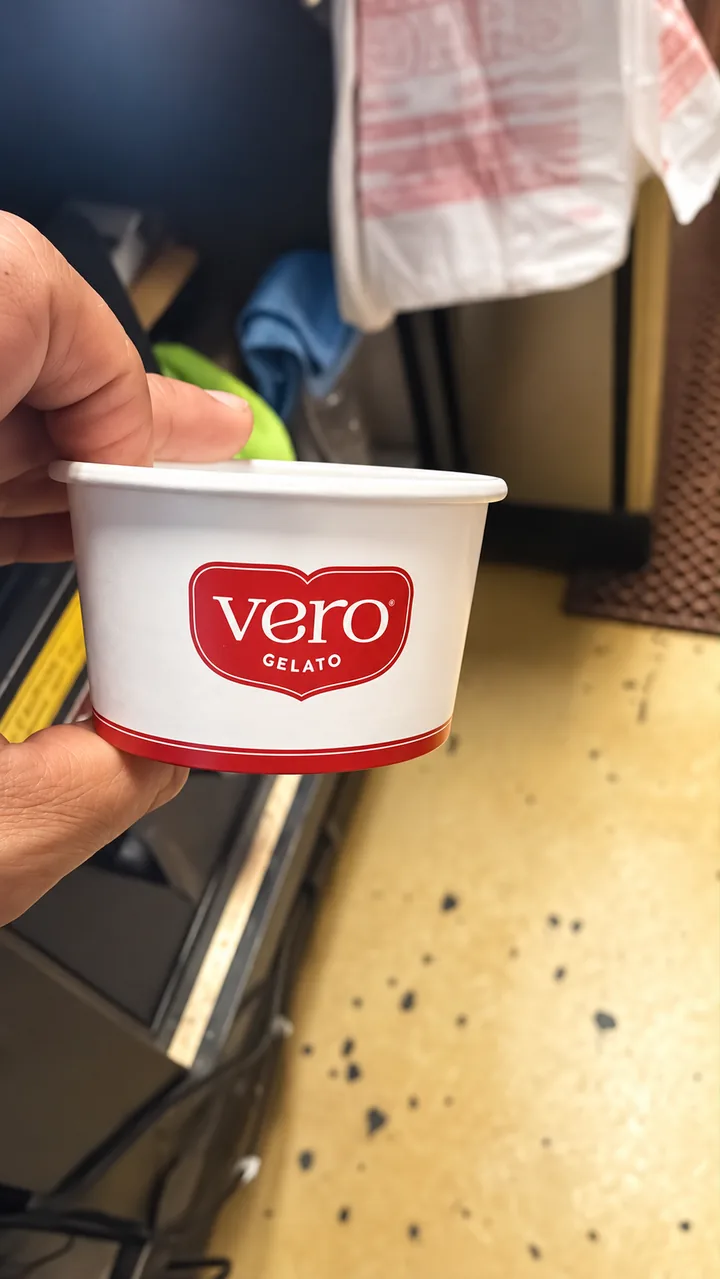 Vero Coffee & Gelato branded cup, supplied product photo